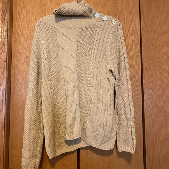 Style & Co Metallic Turtleneck Sweater Tan - Picture 4 of 4